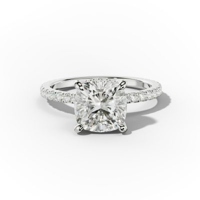 Emily Cushion Cut Diamond Engagement Ring With Hidden Halo 4