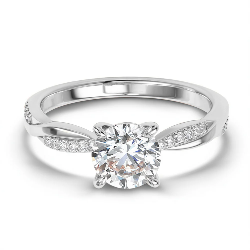 Twisted Band 2CT Round Cut Moissanite Ring